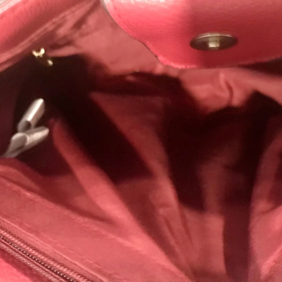 US POLO ASSN USPA Faux ostrich Croc SATCHEL Shoulder BAG Tote Purse - RED​ - Picture 11 of 14